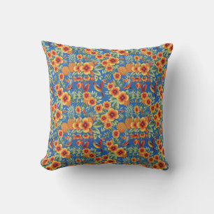 Italian Maiolica Flora and Fauna Outdoor Pillow