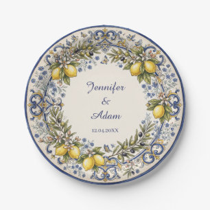 Italian Majolica Design with Lemons and Olives Paper Plates