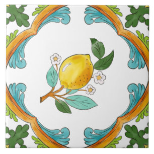 Italian Majolica Fruit Ceramic Tile