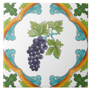 Italian Majolica Fruit Ceramic Tile