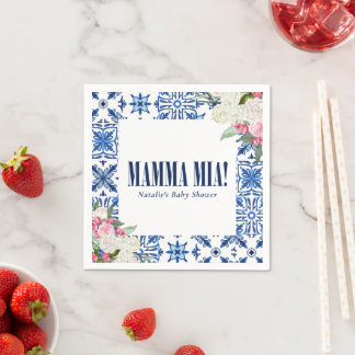 Italian Mamma Mia Blue Floral Napkins
