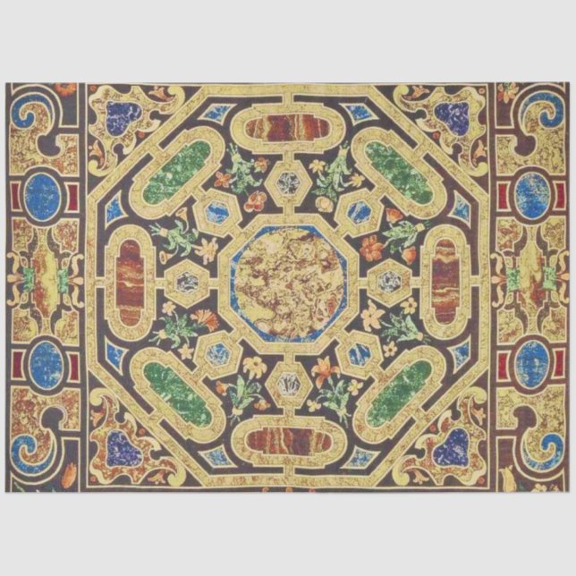 Italian Marble Carpet Gold Blue Green Decoupage  Tissue Paper (Front)