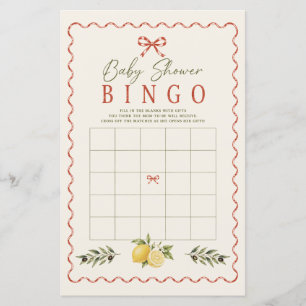 Italian Market Baby Shower Bingo Game Card