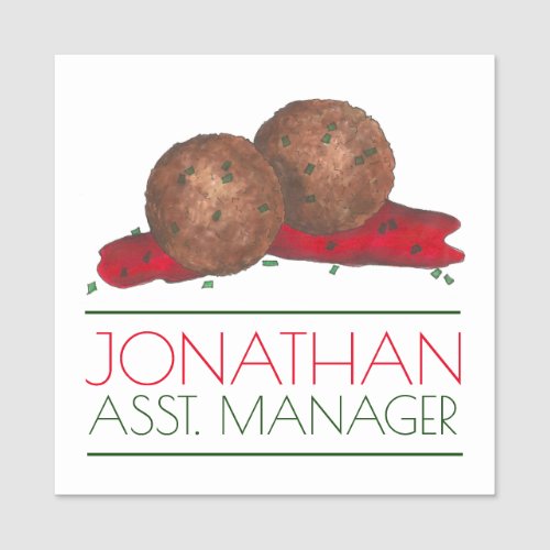 Italian Meatballs Marinara Restaurant Food Server Name Tag