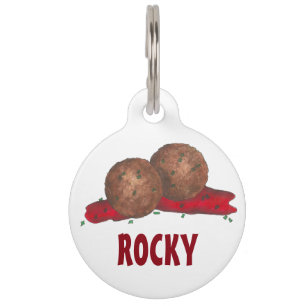 Italian Meatballs Marinara Sauce Cooking Food Pet Name Tag