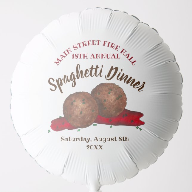 Italian Meatballs Spaghetti Dinner Charity Event Balloon (Front)