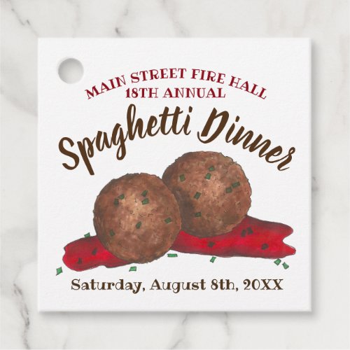 Italian Meatballs Spaghetti Dinner Charity Event Favor Tags