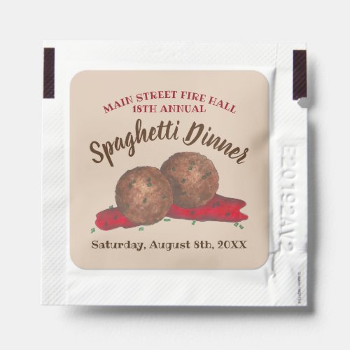 Italian Meatballs Spaghetti Dinner Charity Event Hand Sanitizer Packet
