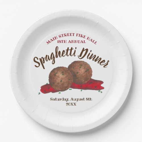 Italian Meatballs Spaghetti Dinner Charity Event Paper Plates