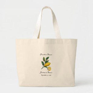Italian Mediterranean Citrus Lemon Orange Wedding Large Tote Bag