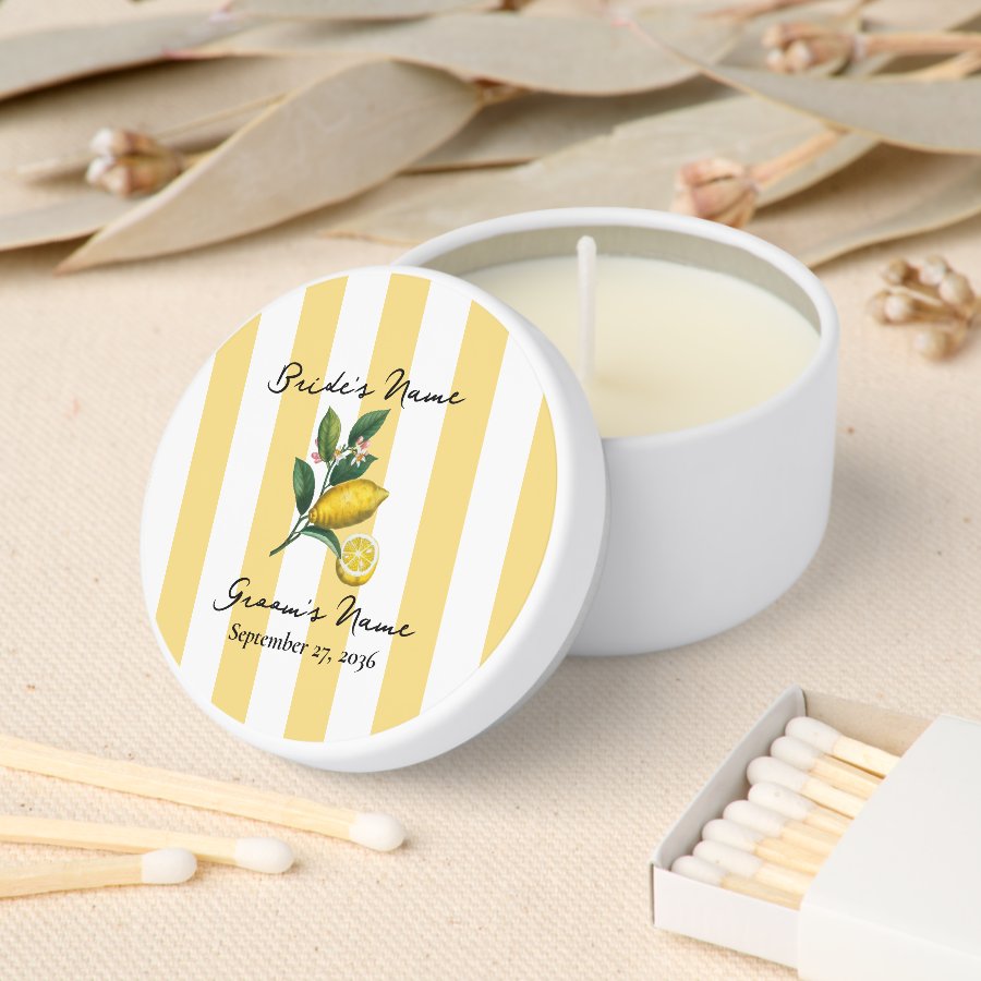 Italian Mediterranean Citrus Lemon Orange Wedding Mini Candle Favors
