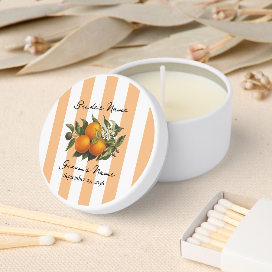Italian Mediterranean Citrus Lemon Orange Wedding Mini Candle Favors