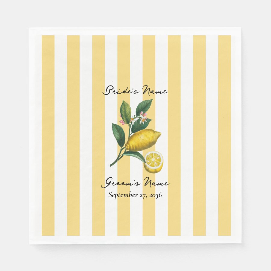 Italian Mediterranean Citrus Lemon Orange Wedding Napkins
