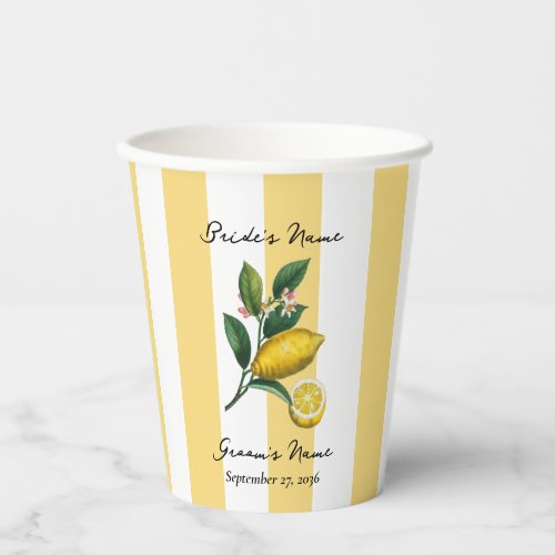 Italian Mediterranean Citrus Lemon Orange Wedding Paper Cups