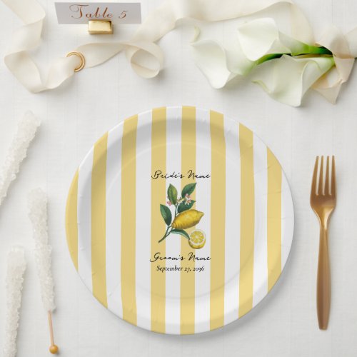 Italian Mediterranean Citrus Lemon Orange Wedding Paper Plates