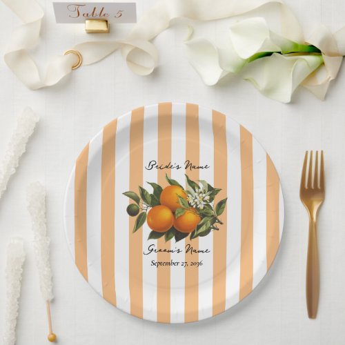 Italian Mediterranean Citrus Lemon Orange Wedding Paper Plates