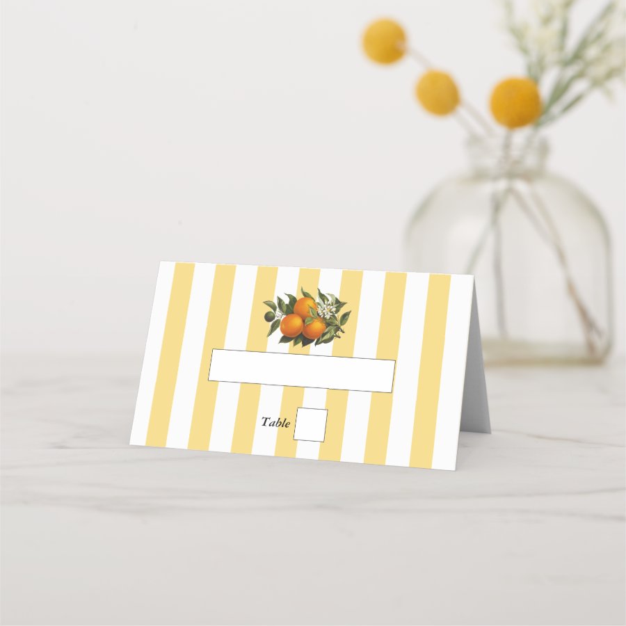 Italian Mediterranean Citrus Lemon Orange Wedding Place Card