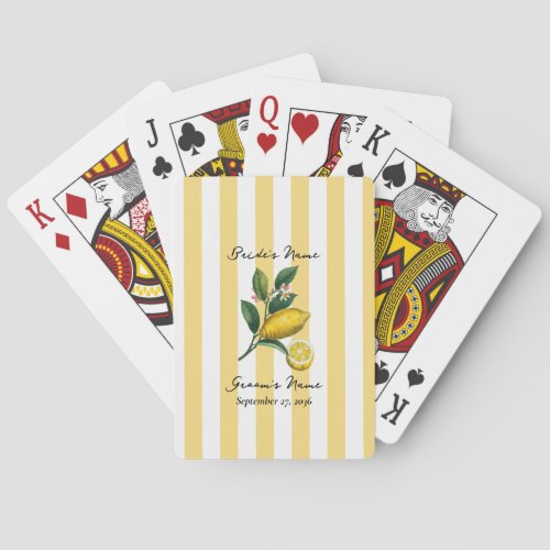 Italian Mediterranean Citrus Lemon Orange Wedding Poker Cards