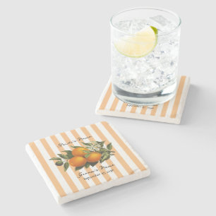 Italian Mediterranean Citrus Lemon Orange Wedding Stone Coaster