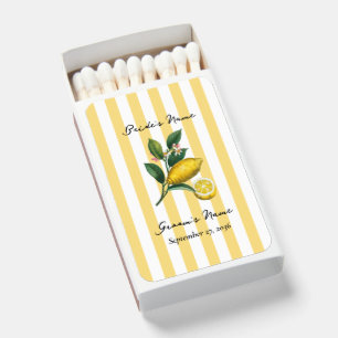 Italian Mediterranean Citrus Lemon Wedding Favor Matchboxes