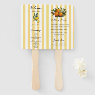 Italian Mediterranean Citrus Lemon Wedding Program Hand Fan