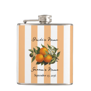 Italian Mediterranean Citrus Orange Wedding Favor Flask