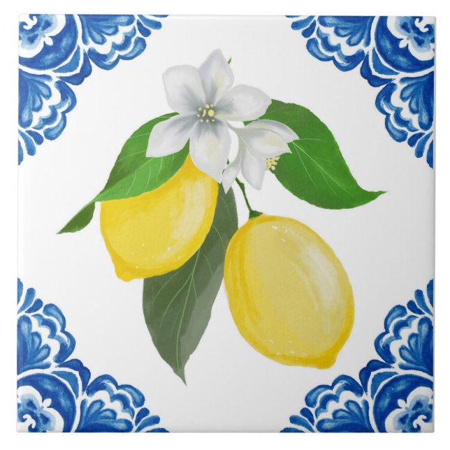Italian Mediterranean Lemon Ceramic Tile (Front)