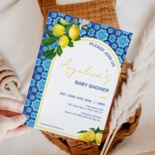 Italian Mediterranean Lemon Mosaic Baby Shower Invitation