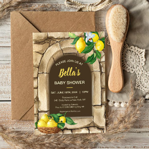 Italian Mediterranean Lemon Rustic Baby Shower Invitation