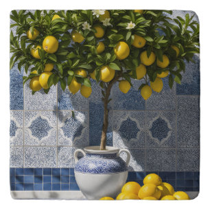 Italian Mediterranean Lemon Tree Stone Trivet