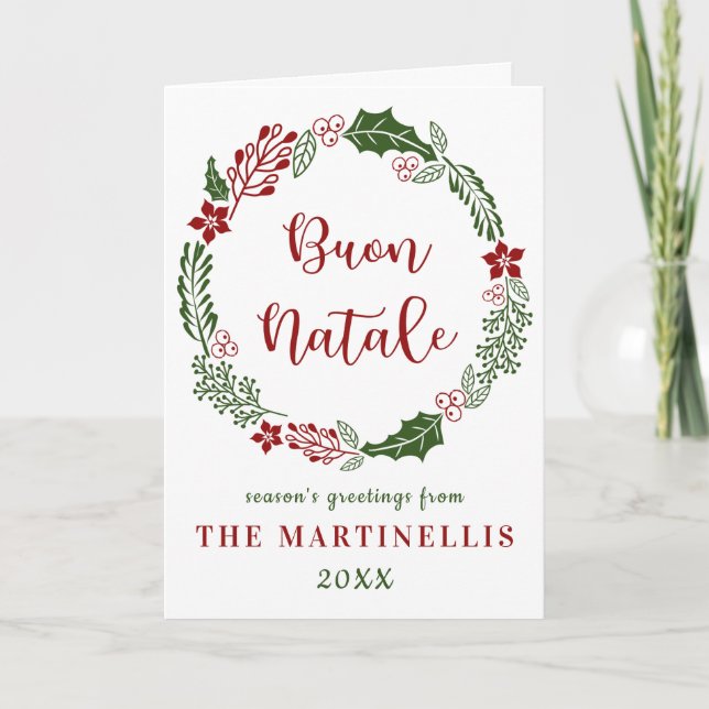 Italian Merry Christmas, Buon Natale, Custom Holiday Card (Front)