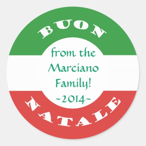 Italian Merry Christmas Buon Natale Round Stickers
