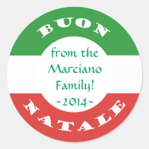 Italian Merry Christmas Buon Natale Round Stickers