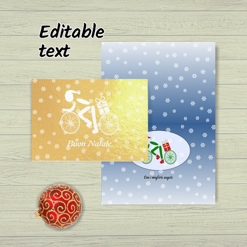 Italian Merry Christmas cyclist Foil Card