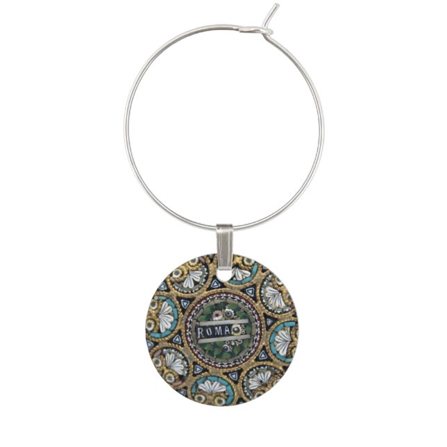 Italian Micromosaic Tile Roma Wine Charm (Front)