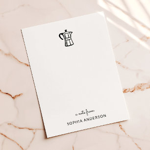 Italian Moka Pot Coffee Theme Monogram Note Card