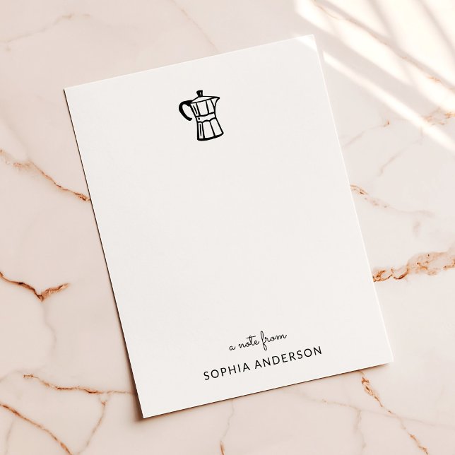 Italian Moka Pot | Coffee Theme Monogram Note Card (Creator Uploaded)