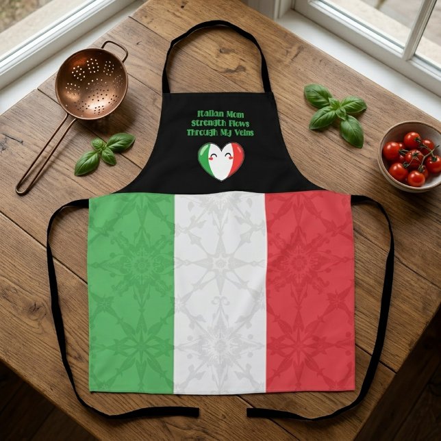 Italian Mom Strength Flows Through My Veins Apron (Creator Uploaded)
