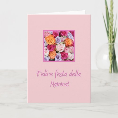 Italian mothers day mixed roses card