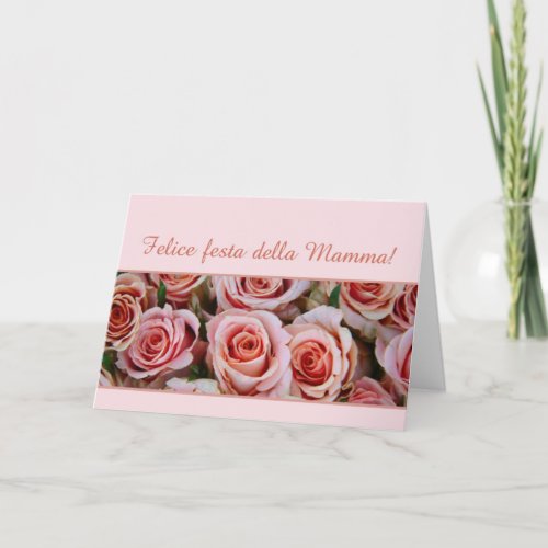 italian mothers day pink roses card