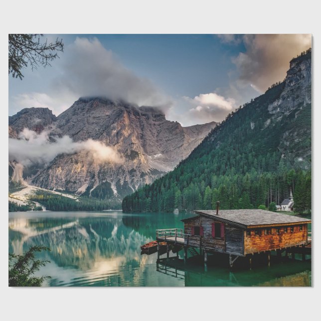 Italian Mountains Lake Landscape Photo Wrapping Paper (Flat)