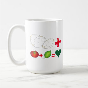 Italian Mozzarella + Tomato + Basil = Love Heart Coffee Mug