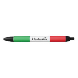 Italian Name Tricolore Flag of Italy Personalized Black Ink Pen