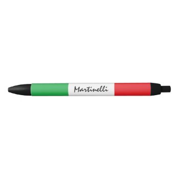 Italian Name Tricolore Flag Of Italy Personalized Black Ink Pen by Swisstoons at Zazzle