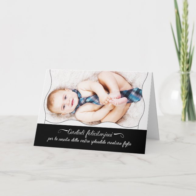 Italian New Baby Boy Congratulations Congratulazio Card (Front)