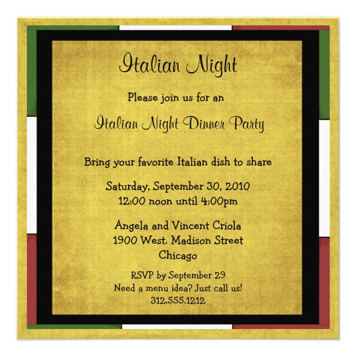 Italian Night Dinner Party Invitation