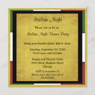 Italian Night Dinner Party Invitation Square Size