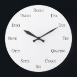 Italian Numbers Language Learning Personalizable Large Clock<br><div class="desc">This clock with Italian numbers is a nice minimalist design that can be personalized with a background photo or image of your choice. This clock makes a great gift suitable for for multilingual households or those who teach or study Italian. Also available in English, French, Chinese, Japanese, and other languages...</div>