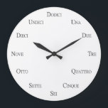 Italian Numbers Language Learning Personalizable Large Clock<br><div class="desc">This clock with Italian numbers is a nice minimalist design that can be personalized with a background photo or image of your choice. This clock makes a great gift suitable for for multilingual households or those who teach or study Italian. Also available in English, French, Chinese, Japanese, and other languages...</div>