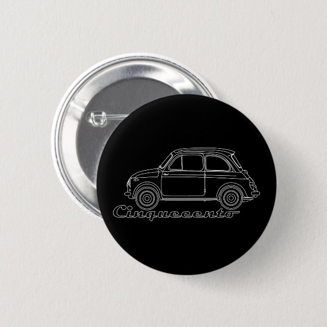 Italian Oldtimer Fiat Cinquecento 500 cc Blueprint Button (Front & Back)